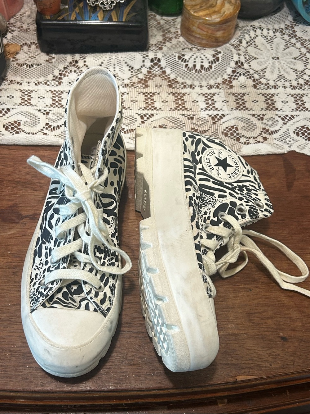 Converse Women’s Black & White Patterned High-Top Sneakers